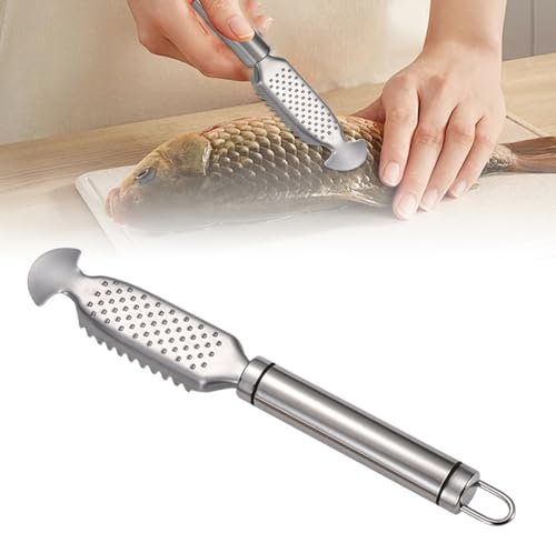 Matame Fischschuppen aus Edelstahl Entfernen,Profi Fisch Scaler Scraper 4-in-1 Küchenutensilien Fischentschupper für den Haushalt Fischentschupper Entgräten Fischmaul (1PCS)