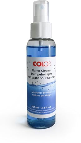 COLOP Stempelreiniger 100 ml | Reinigungsspray für Gummistempel, Polymerstempel & Schablonen | Schonendes Stempel-Reinigungsmittel für DIY, Scrapbooking & Büro | Transparent & Effektiv