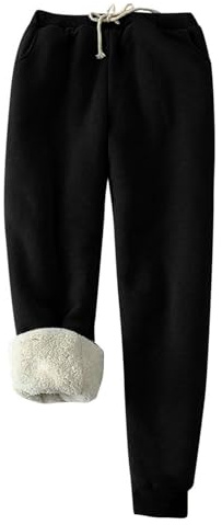 Pantalon de jogging thermique en polaire pour enfants garçons filles avec cordon de serrage automne hiver taille élastique pantalon épais chaud coton uni sport décontracté, Noir , 13-14 ans