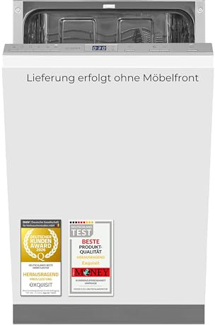 Exquisit Geschirrspüler, 9 Maßgedecke, 6 Programme, kompakt, freistehend, 45 cm, silber, Startzeitverzögerung, Intensiv- & ECO-Modus, EGSP52109-E-030E