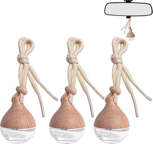 Auto Parfüm Flasche Auto Aromatherapie Ätherisches Öl Diffusor 3 Stück 7–8 Ml Lufterfrischer Aus Holz | Stilvolles Lanyard-Autoinnenzubehör Mit Langanhaltendem