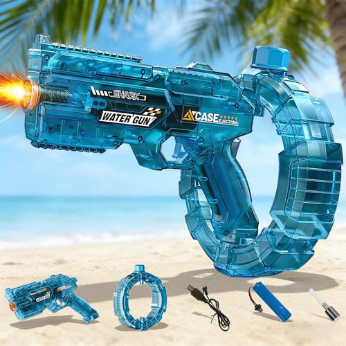 Pistola De Agua EléCtrica para NiñOs, Electric Water Gun con Luz Led,Pistolas Agua Automáticas,Summer Pool Beach Party Toys,para Niños Adultos (Azul)