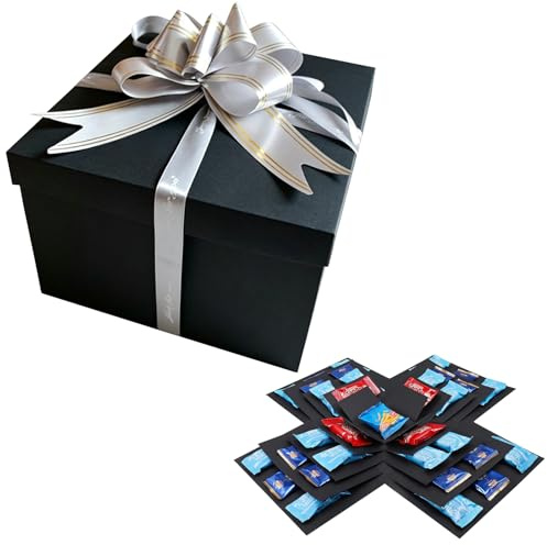 5 Capas Caja Sorpresa Regalo Explosion Box Caja Sorpresa Cumpleaños paquete de regalo multiuso DIY Explosion Surprise Box CajaSorpresa de Dulces Navidad Aniversario Boda San Valentín (Negro)
