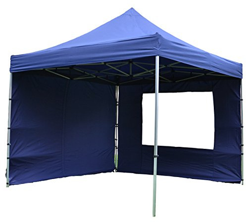 Nexos Profi Faltpavillon Partyzelt Pavillon 3x3 m mit 4 Seitenteilen - hochwertige Ausführung - wasserdichtes Dach mit PVC-Coating - 270 g/m² incl. Tragetasche und Zubehör – Farbe: blau