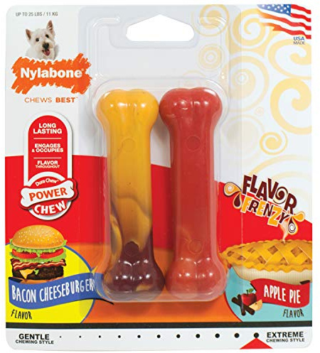 Nylabone Cheeseburger aus und Apple Geschmack Extreme Kauen Twin Pack