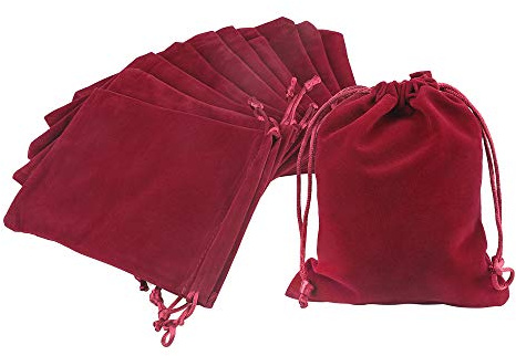 G2PLUS Wine Red Velvet Jewellery Pouches, 12x15CM Velvet Drawstring Bags for Jewellery, 20PCS Medium Soft Gift Bags with Drawstrings for Wedding, Party, Valentine's Day, Anniversary