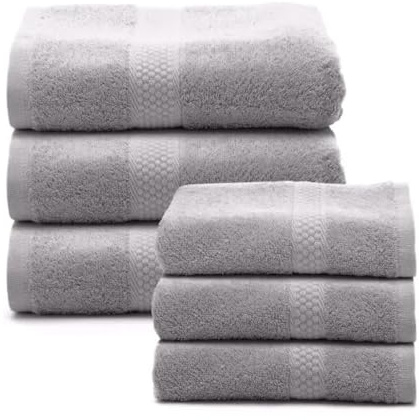 Caleffi - Set Asciugamani Bagno Viso e Bidet in Morbida Spugna 100% Cotone con 3 Asciugamani Viso 55x100 cm + 3 Asciugamani Bidet Ospite 40x60 cm, Asciugamano Resistente a Lavaggi Frequenti e Durevole