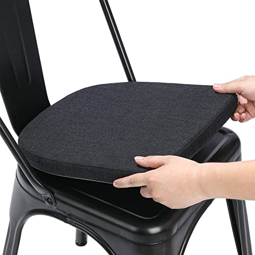 BUYUE 1 coussin en lin - 30 x 30 cm - Pour chaise en métal - Antidérapant - Pour salle à manger, cuisine, café - Empilable - En forme de U - Noir