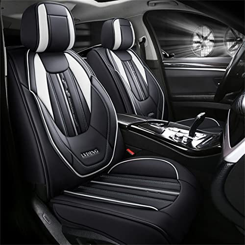 Ruberpig Housses de siège de Voiture 5 Places pour Peugeot 3008 Jeu Complet de Protections de sièges Avant et arrière en Cuir, antidérapantes, imperméables et durables pour véhicules.(Noir Blanc)