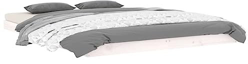 vidaXL Massivholzbett Doppelbett Bettgestell Bett Holzbett Bettrahmen Lattenrost Schlafzimmerbett Schlafzimmermöbel Weiß 140x190cm Kiefer