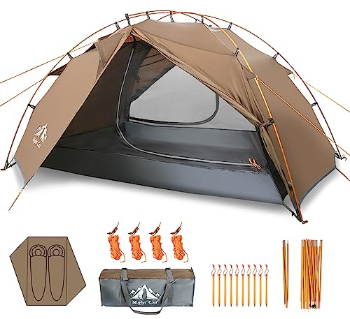 Night Cat Camping Zelt 2 Personen: Wasserdicht Campingzelt 2 Man Zente Zwei Schichten Einfache Einstellung Leicht Für Trekking Wandern Garten
