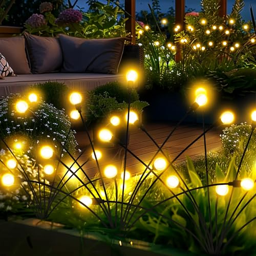 PATIOPIA Solar Lights Outdoor Garden, 60 LED Firefly Outdoor Garden Lights Waterproof, Solar Powered Swaying Light for Pathway, Yard, Patio Decoration (6 Pack,Warm White)