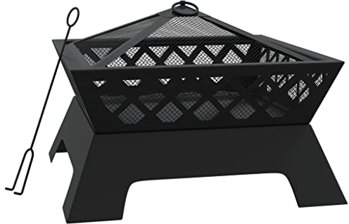 vidaXL Foyer avec tisonnier 50 cm XXL Acier, Chauffage, Chauffe-terrasse, Foyer extérieur, cheminée, Chauffage d'extérieur, Bol à feu