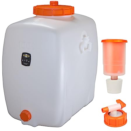 Mostfass 100 Liter mit Auslaufhahn NW 10 und Gärspund, Gärfass (100 L oval) für Most, Wein, Cider, Säfte, Getränke, Fass Getränkefass lebensmittelecht, Kunststoff Gärbehälter Behälter