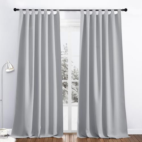 PONY DANCE Cortinas de Exterior Impermeable para Porche Terraza Pergolas de Jardin Cortinas Opacas con Trabillas Cortinas de Exterior con Protección UV, 2 Piezas, 132x243 cm, Gris Claro