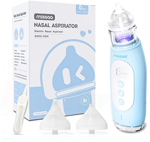 MISSAA Nasensauger Baby Elektrisch, nasensauger baby staubsauger für Neugeborene Kleinkinder mit 3 Saugstarken, Selbstreinigend baby nasensekretsauger neugeborene mit Pause, Musik, Licht