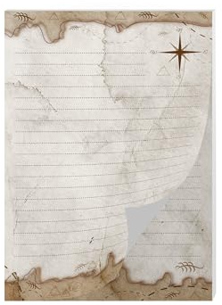 Buntes Motiv Briefpapier Schreibblock liniert Natur für Kinder Schule Piraten maritimes Thema Abenteuer (1 Block A4 mit 25 Blättern)