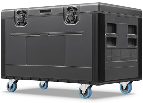 Diandian Utility Cable Trunk Road Case with Wheels, 44 x 22 x 24 Professional Stackable Heavy Duty ATA Rolling Road Case, for Pro Audio & DJ Equipment Storage, Transport for Touring with Casters