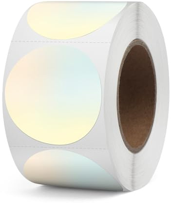 YIKIADA Etiquetas Térmicas Redondas Autoadhesivas 38 mm Circular Pegatina Degradada Amarilla Impermeable Removible Imprimible por Oficina QR Inventario 500 Piezas por Rollo