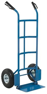 Hand Sack Truck, Heavy Duty Steel Sack Barrow with Folding Toe Plate, Ergonomic Handles & Pneumatic Tyres for Offices, Warehouses, Industrial Settings