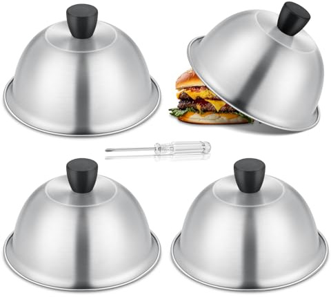 TEAMFAR Burger Glocke, 4 Stück Edelstahl Burgerglocke Grillglocke Set