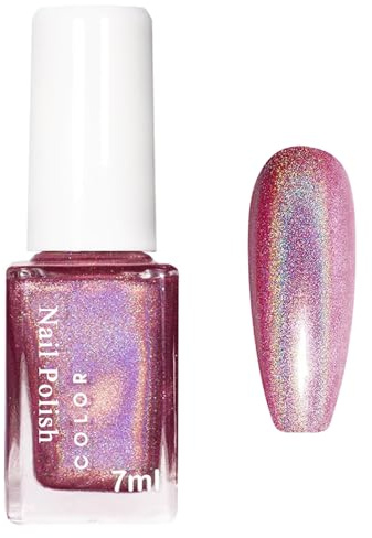 Rot Schimmer Langanhaltend Nagellack - Glitzer Chrom Nagellack zum schnellen Trocknen - Holographischer Lasereffekt, Glitter Regenbogen Shine Metallischer Nail Art Polish für Frauen (Rot)
