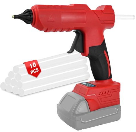Pistola per colla a caldo senza fili per batteria Milwaukee da 18 V, 2-3 minuti, preriscaldamento rapido, pistola per colla a caldo con 10 bastoncini di colla (11 mm) per arte, artigianato, fai da te