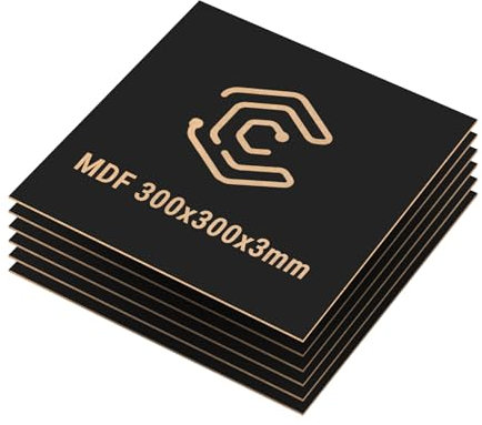 Creatorally Tablero MDF 3mm, Tablero de Madera Corte Laser 30x30 cm 6 Piezas para Grabado Láser Fresadora CNC Sierra de Calar, Modelado Calado (Negro)