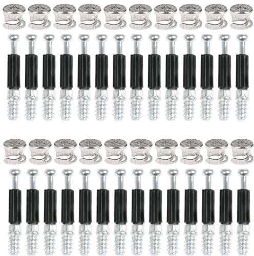 OTYMIOW 50 Set Connettore Eccentrico Raccordi a Camme Ø15mm con Tasselli M6x45mm, Eccentrica Connettore Mobili, Controdadi Camma ConnettoreEccentrico Cam Attacchi Giunzione Eccentrica Dadi Tasselli