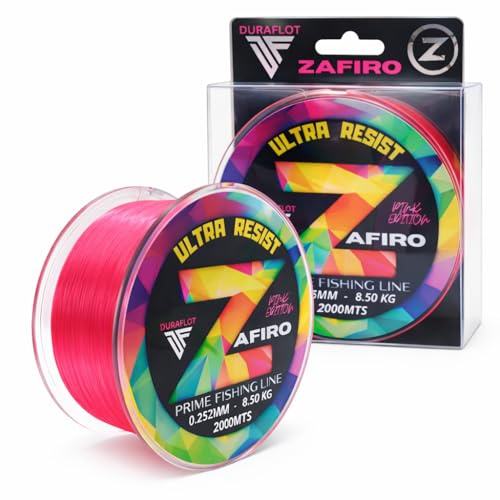 DURAFLOT Saphir Pink (rose fluo) - Fil de pêche monofilament (nylon) - 1000/2000 m - 0,18/0,20/0,25/0,30/0,35/0,40/0,45/0,50 mm - Faible mémoire et haute abrasion (0,40 mm | 1 000 m