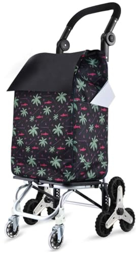 Shoppingvagn för trappor, 8 PU-hjul för äldre, hopfällbar trappvagn, (framhjul med 360° svängfunktion) 65 kg stor, 45L vattentät hopfällbar shoppingvagn,Green