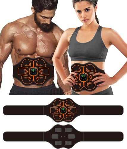 AILEDA Electrostimulateur Musculaire, Ceinture Abdominale Electrostimulation,6 Modes et 19 Intensités, Ceinture Musculation Electrostimulation pour Abdos/Bras/Jambes/Fesses,Homme Femme (orange)