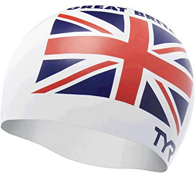 TYR Unisex Badekappe Britain Silikon für Erwachsene, Weiß