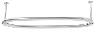 Aquaworld Traditional Oval Shower Curtain Rail - Ceiling Mounted using Low Carbon Steel Curtain Rod with Adjustable Support - Heavy Duty Curtain Rail - 110 X 64 X 28 CM(14 Pack, Free Curtain Rings)