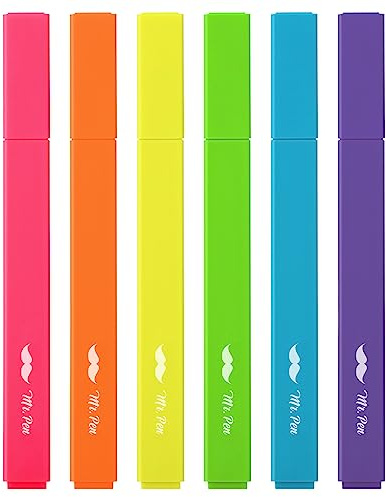Mr. Pen- Aesthetic Highlighters No Bleed, 6 Pack, Assorted Colors, Chisel Tip, Cute Highlighters Assorted Colors for Journaling, Highlighting, Underlining, Fast Dry, Back to School Supplies