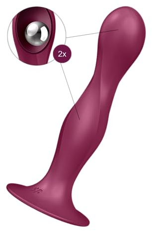 Satisfyer Double Ball-R Sex-Spielzeug | Doppelte Stimulation mit 2 Gewichtskugeln | Silikon-Dildo | Waterproof (IPX7) | Hautfreundliches Silikon | Anal-Plug und Vaginal | Farbe Beere