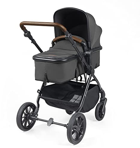 Ickle Bubba Cosmo 2-in-1-Kinderwagen | Cabrio-Sitz, wendbar, luxuriöse Stoffe, UPF 50+ Verdeck, großer Korb, Quick-Release-Räder, verstellbarer Griff, inklusive Wickeltasche und Matte (Graphitgrau)