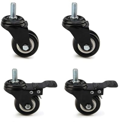 YOYEAH 4er Set 40mm Möbelrollen mit Bremse, M8 x 25mm Lenkrollen-Gewinde, Schwerlastroller Klein, Belastbarkeit 240kg, 360° Drehbar - für Transportrollen, Bordwagen und Möbel
