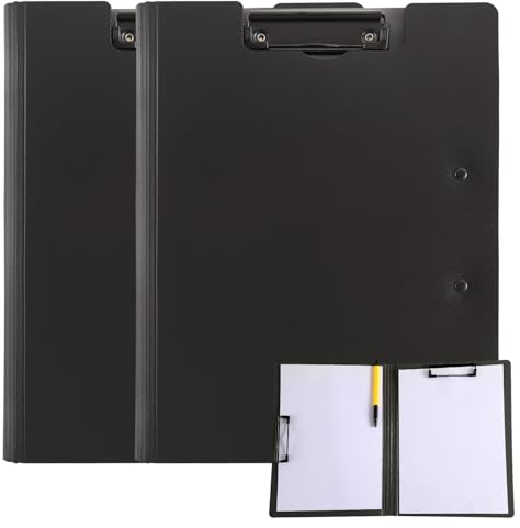 Schreibbrett klemmbrett a4 - Praktisches Set aus 2 Klemmbrettern mit Deckel für Schule und Büro. Leichte Zwischenablage für unterwegs in Schwarz.