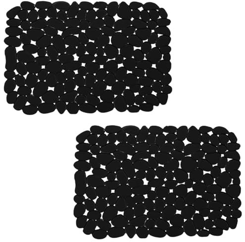 Echehi 2 Pack Sink Protector Mat, 40 x 30 cm Diy Cut Sink Protector for Kitchen Stainless Steel Sink, Fast Draining Mat Sink Protector for Dishes and Glassware. Black