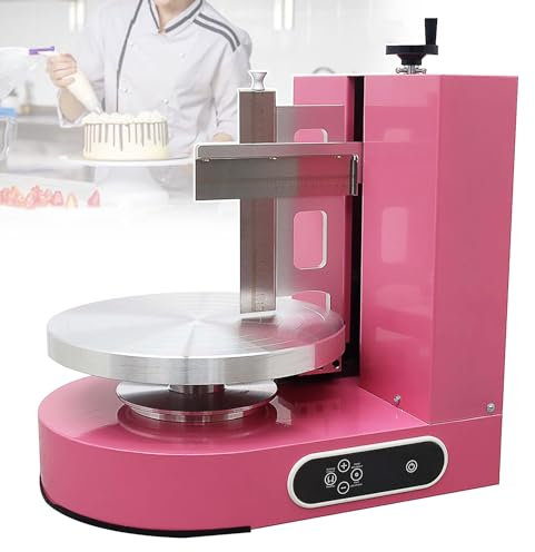 Máquina Para Decorar Pasteles, Raspador Graduado Ajustable + Plato Giratorio Automático De 12, Práctica Máquina Para Hacer Pasteles De Cumpleaños Y Esparcidor De Crema,Pink