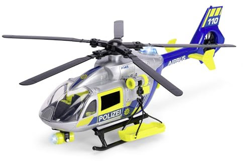 Dickie Toys - Polizei-Hubschrauber Airbus H145 (36 cm) - Spielzeug-Helikopter mit Aufzieh-Propeller, Licht, Sound und Zubehör für Kinder ab 3 Jahre, inkl. Batterien