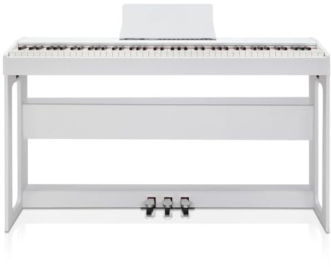LALAHO E-Piano 88 Tasten Gewichteten, Klavier Digital Piano für Anfänger, Keyboard Piano mit 3 Pedal Einheit, MIDI-USB, Doppel-Bluetooth, Stereolautsprechern, 128 Töne und Rhythmen, Weiß