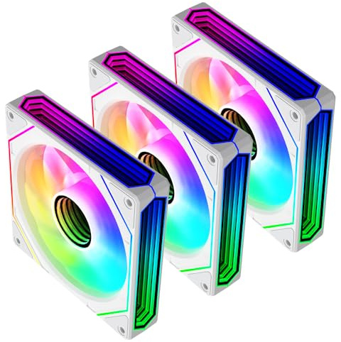 Jungle Leopard Prism6PRO-X3 RGB PC fläkt 120 mm 3-pack chassifläkt [Infinity Mirror][HDB]61.5CFM/1600RPM/29LED 5V3PIN ARGB och 12V4PIN PWM fläkt (vit omvänd blad)