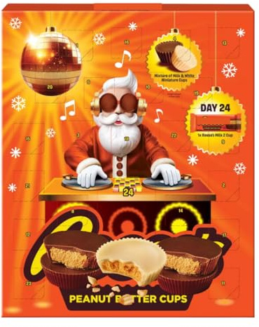 Christmas Chocolate Advent Calendar 2025 – 24 Days of Mini Peanut Butter Cups | Christmas Countdown Chocolate Gift for Kids & Adults | Festive Countdown Calendar with Mini Reece'sTreats