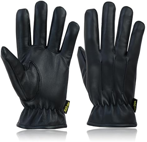 Kevlar Lined Cut Resistant Leather Gloves Anti Slash Heat Fire Police Security Work Wear Uniform Dress SIA Search Safety Protection Gloves (Black, L)