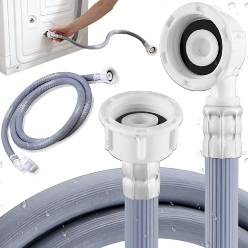Oneroomone Tuyau D'alimentation en Eau Universel 3/4 Pouce Tuyau D'arrivée D'eau Rallonge Eau 2 m 20 BAR pour Lave-vaisselle Lave-linge Machine à Laver Sèche-linge Avec raccords Filetés (Gris)