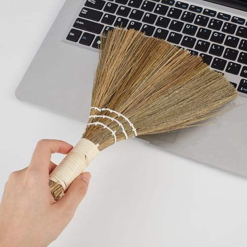 GORGECRAFT Scopa Piccola Da 30.5cm con Manico In Morbida Naturale Bambù Tradizionale Fatta A Mano Resistente con Setole Angolate In Paglia Ideale Pulire Spazzare Perfetta Halloween Interni Ed Esterni.