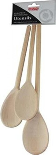 Apollo Beech Spoon Set 8in/10in/12In, Wood, Brown, 19.8 x 8.6 x 2.6 cm