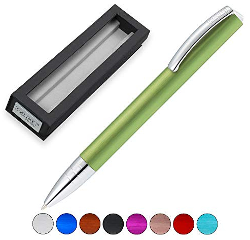 ONLINE Drehkugelschreiber Vision Green mit internat. Großraummine Strichstärke M (mittel), Schreibfarbe schwarz, in hochwertiger Geschenkbox | Farbe: grün